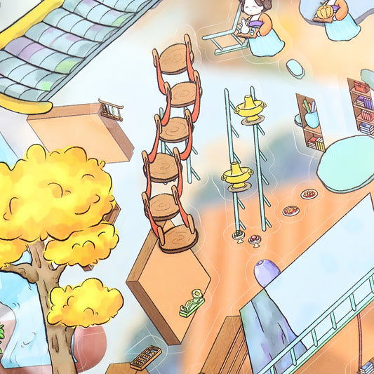 Ancient Chapter 3D Sticker | 2 Cute Miniature Scenes