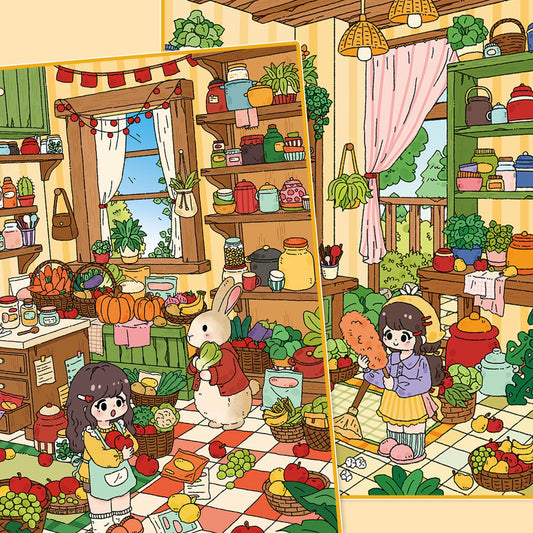 Mr. Rabbit's House 3D Sticker | 2 Cute Miniature Scenes