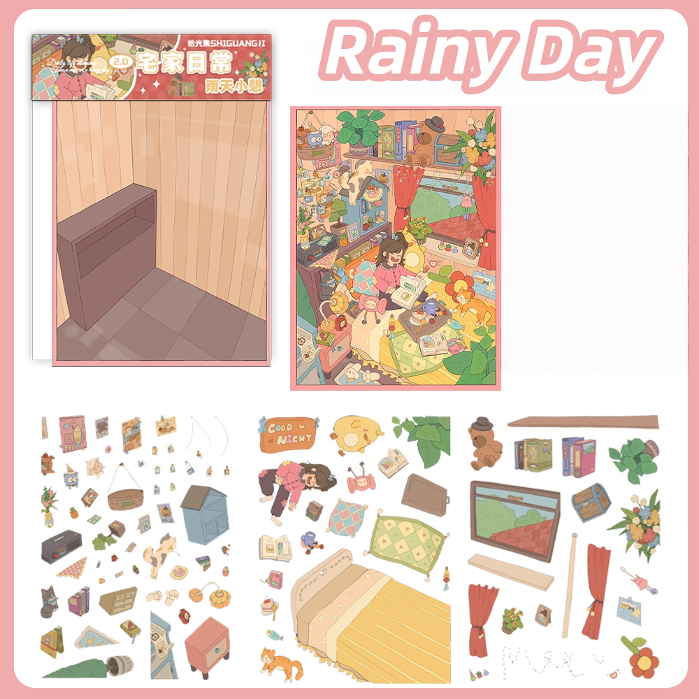 Cozy Home 3D Sticker | 2 Cute Miniature Scenes