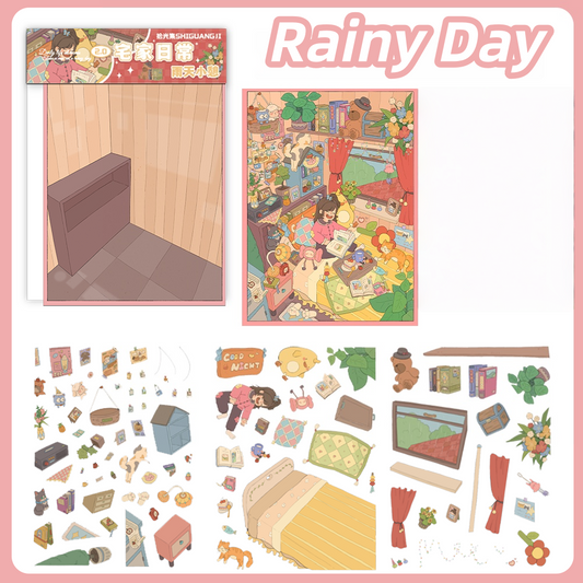 Cozy Home 3D Sticker | 2 Cute Miniature Scenes