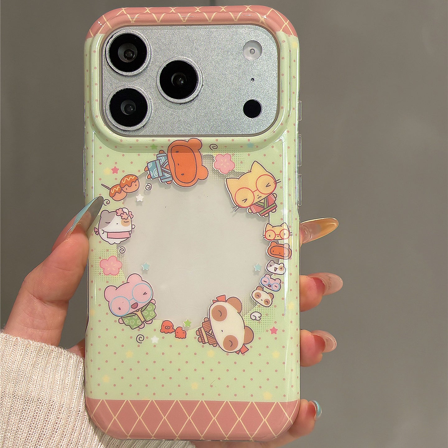 Green Polka Dot Animals Acrylic Phone Case