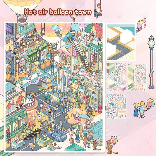 Dreamy Village 3D Sticker | 4 Cute Miniature Scenes