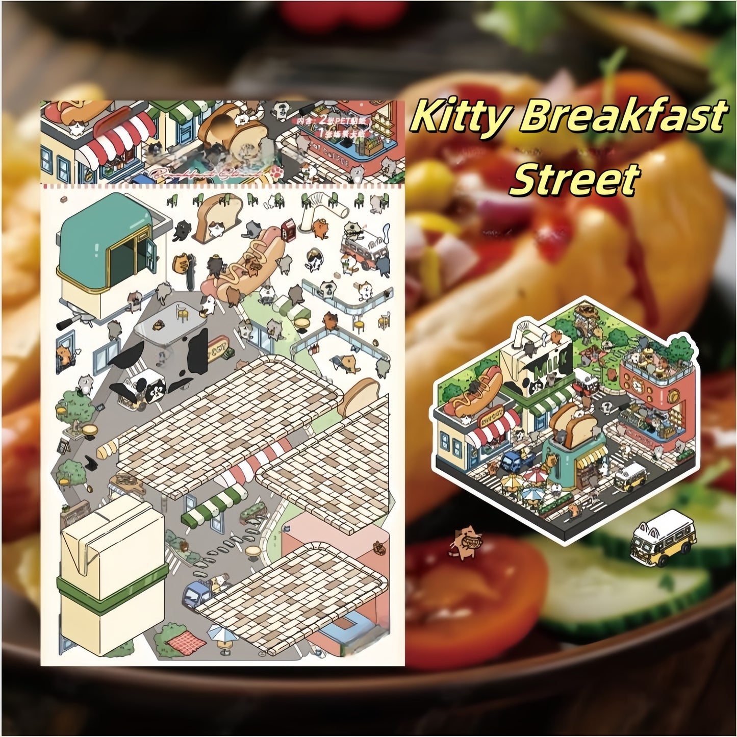 Kitty Town Adventures 3D Sticker | 4 Cute Miniature Sticker
