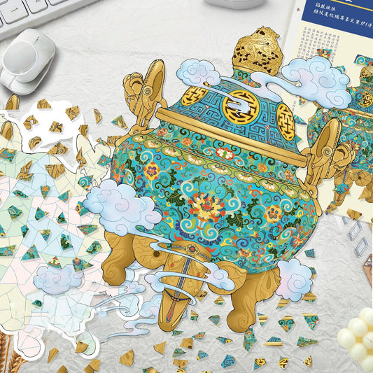 Enamel Censer with Chi-dragon Handles 3D Sticker