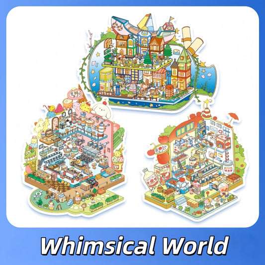 Whimsy World 3D Sticker | 3 Cute Miniature Scenes