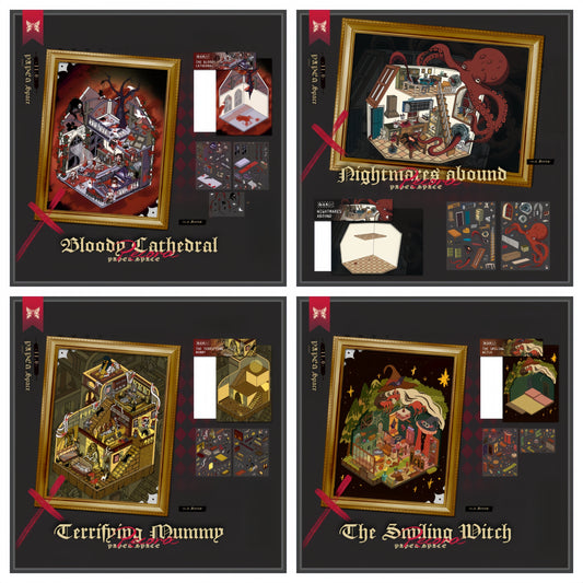 Horror Adventure 3D Sticker | 4 Cute Miniature Scenes