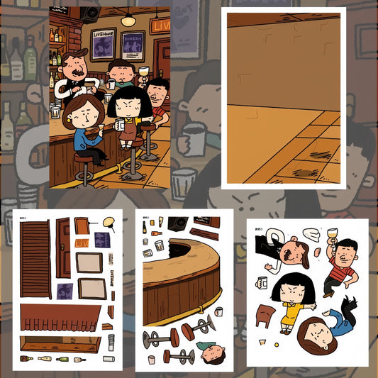 Pocket Comics 3D Sticker | 4 Cute Miniature Scenes