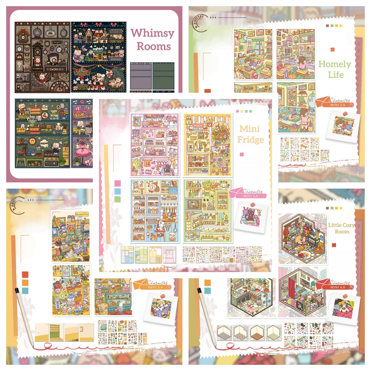 Paper Space Mini 3D Sticker | 5 Cute Miniature Scenes