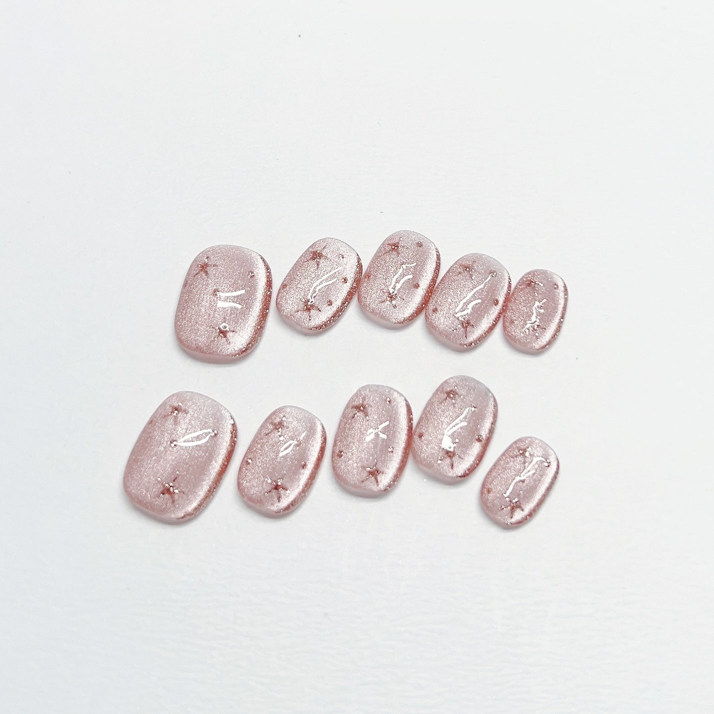 Pink Star Cat-eye Nail - Medium Square/Short Almond