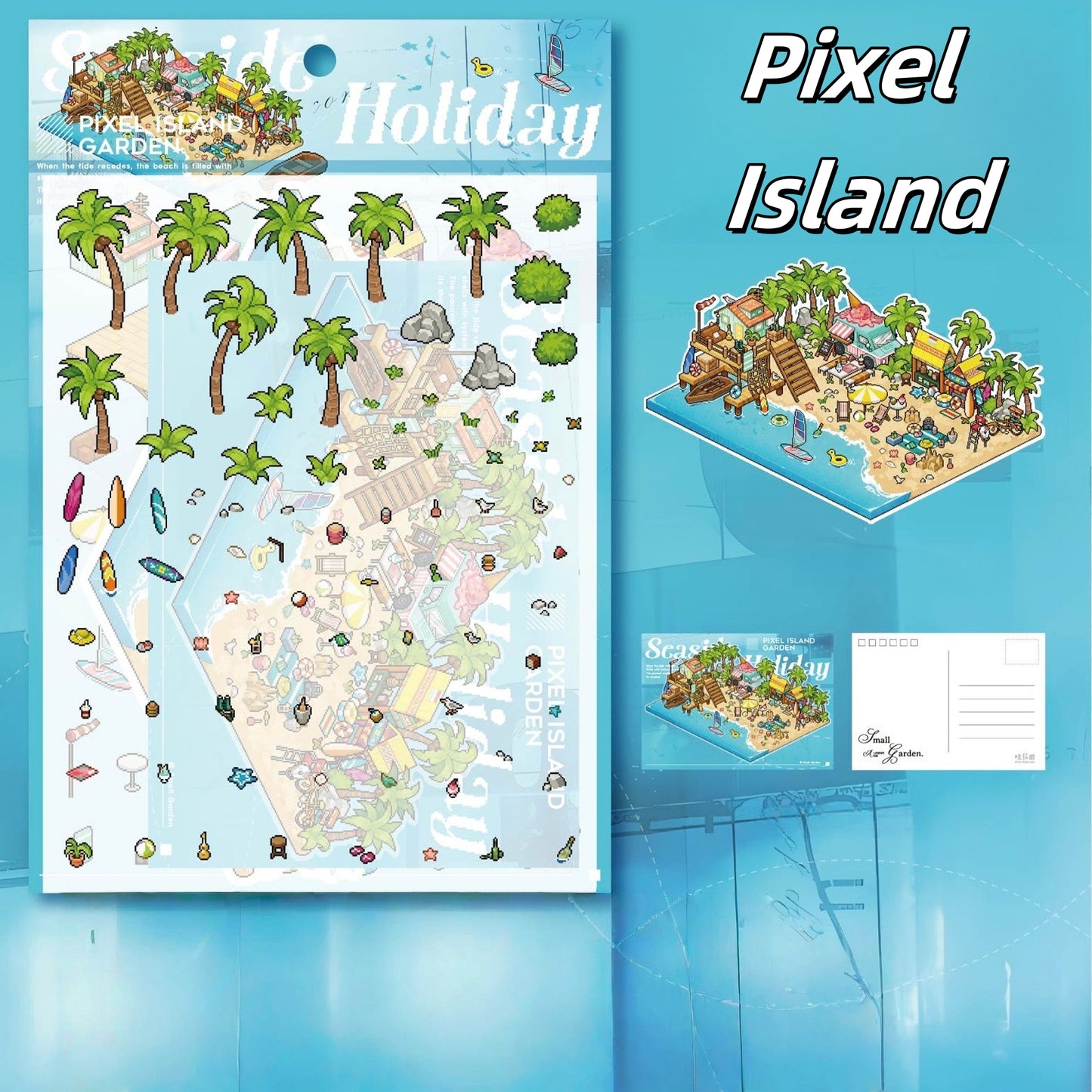 Pixel Garden 3D Sticker | 4 Cute Miniature Scenes