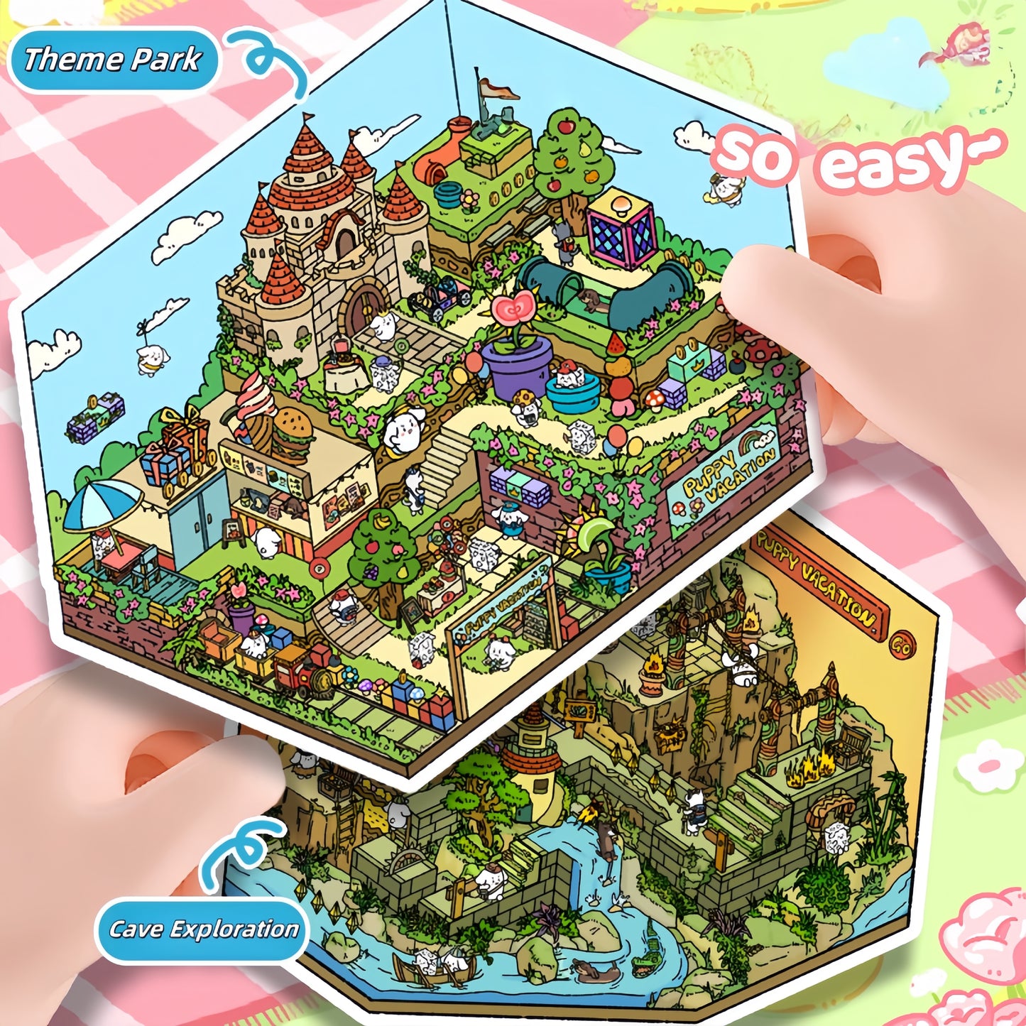 Whimsical Life 3D Sticker | 2 Cute Miniature Scenes