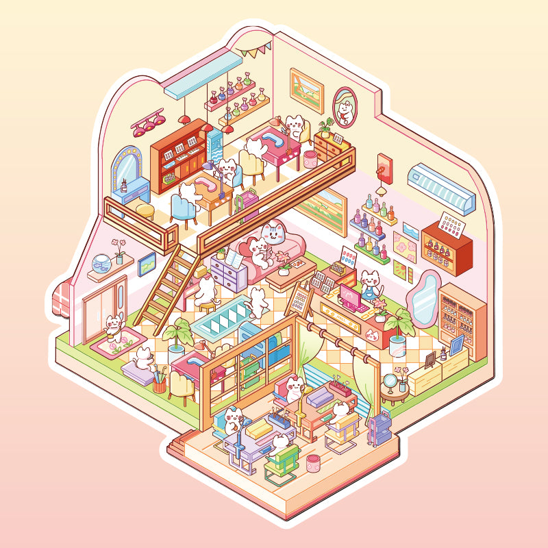Dream Store 3D Sticker | 4 Cute Miniature Scenes