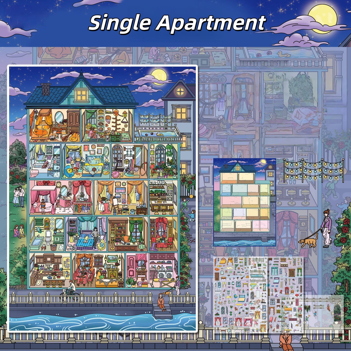 Cozy World 3D Sticker | 4 Cute Miniature Scenes