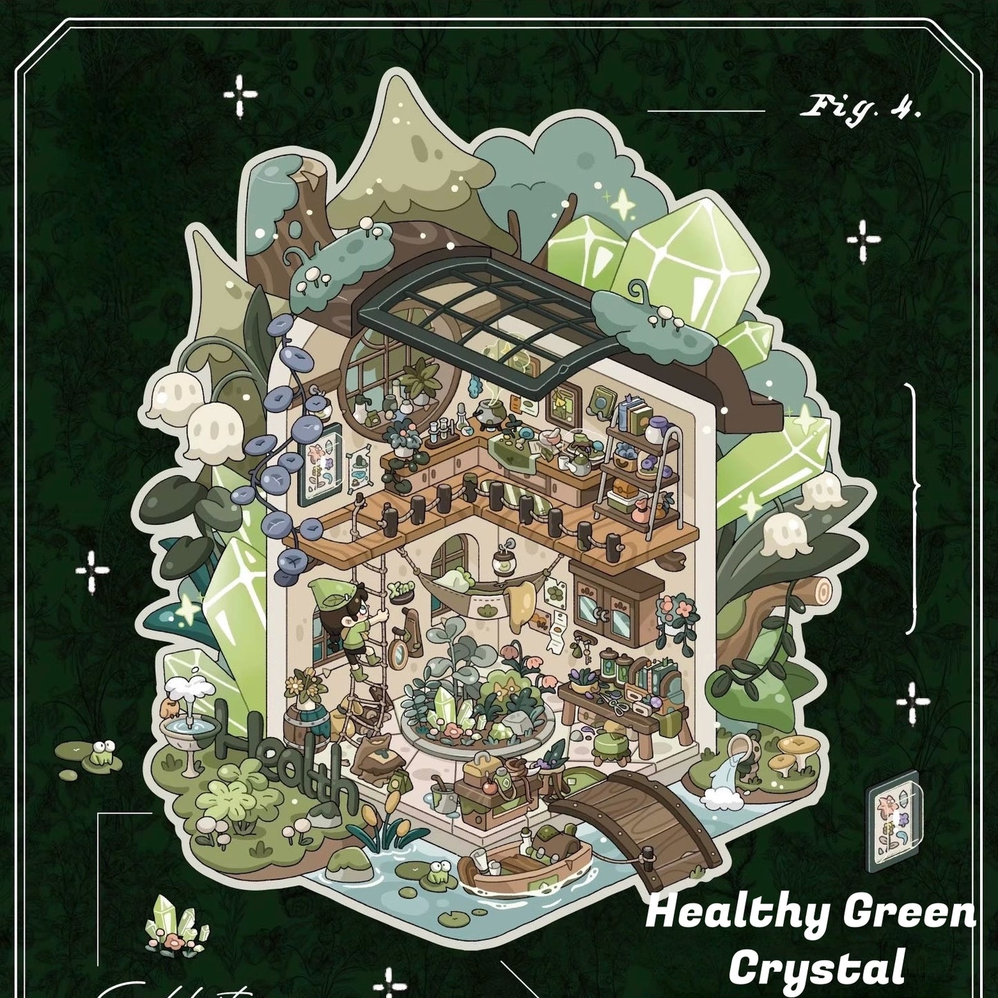 Crystal Cottage 3D Sticker | 4 Cute Miniature Scenes