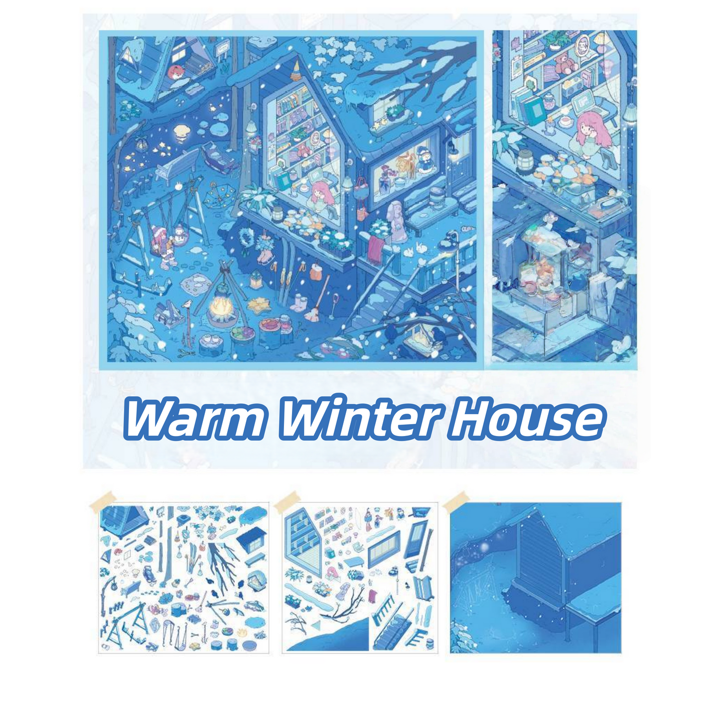 Four Seasons Series 3D Sticker | 4 Cute Miniature Scenes