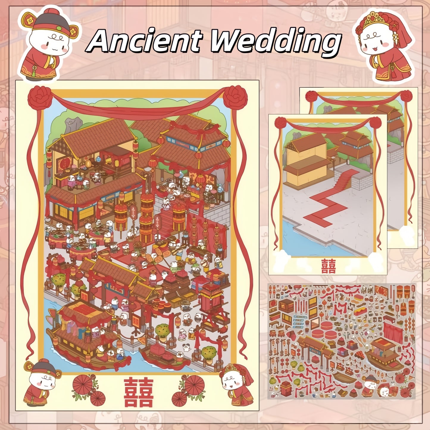 Wedding Series 3D Sticker | 2 Cute Miniature Scenes