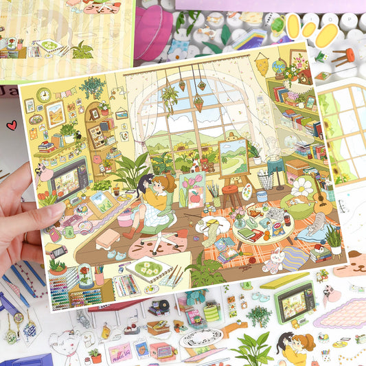 Girl's Studio 3D Sticker | 2 Cute Miniature Scenes