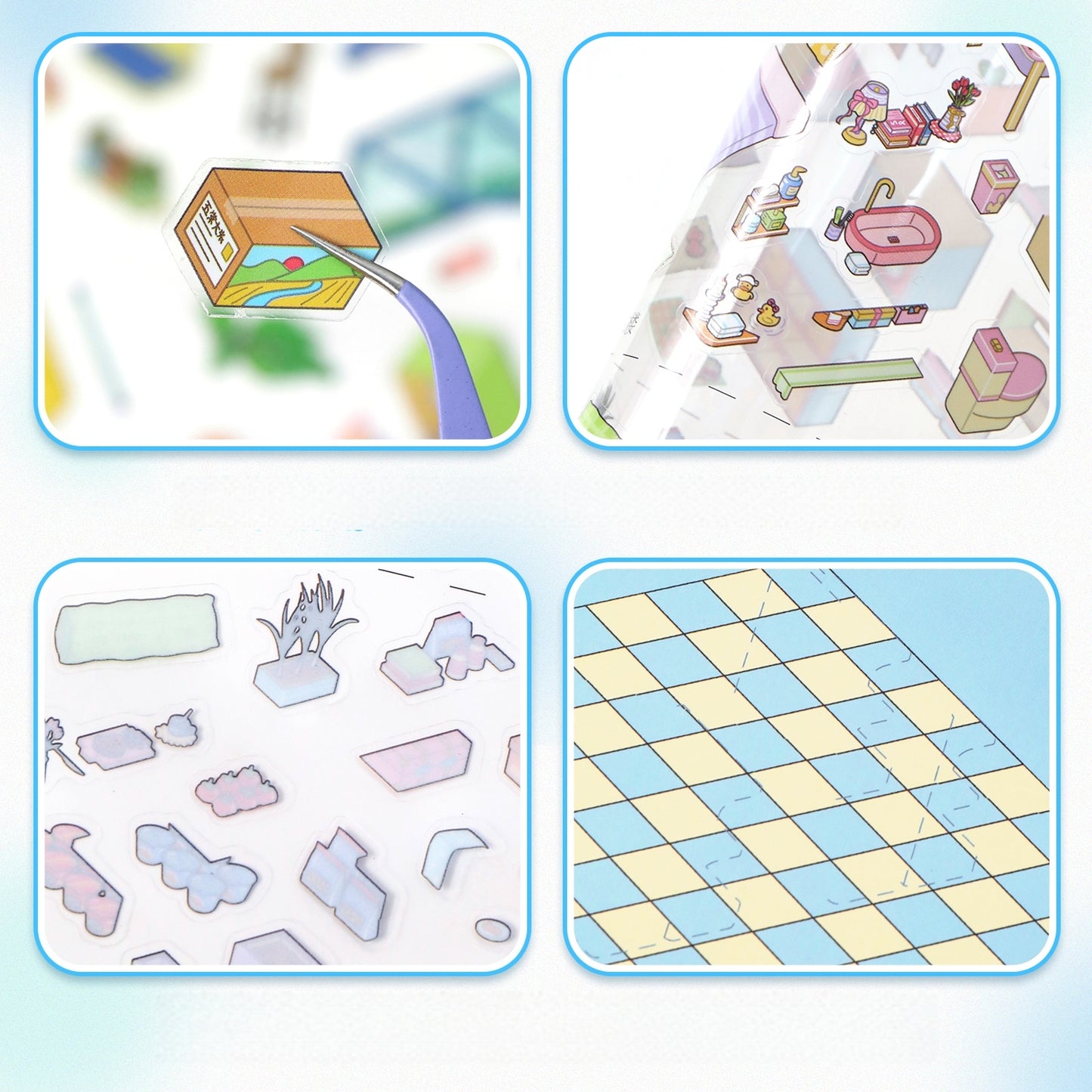 Simulation Management 3D Sticker | 2 Cute Miniature Scenes