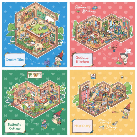 Dreamy Hideouts 3D Sticker | 4 Cute Miniature Scenes