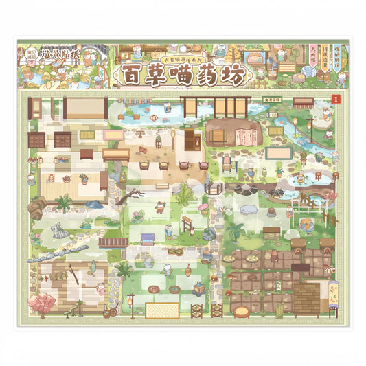 Ancient Alley Cat Adventure 3D Sticker | 4 Cute Miniature Scenes