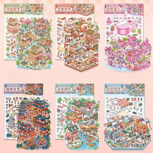 Chinese Festival 3D Sticker | 6 Cute Miniature Scenes
