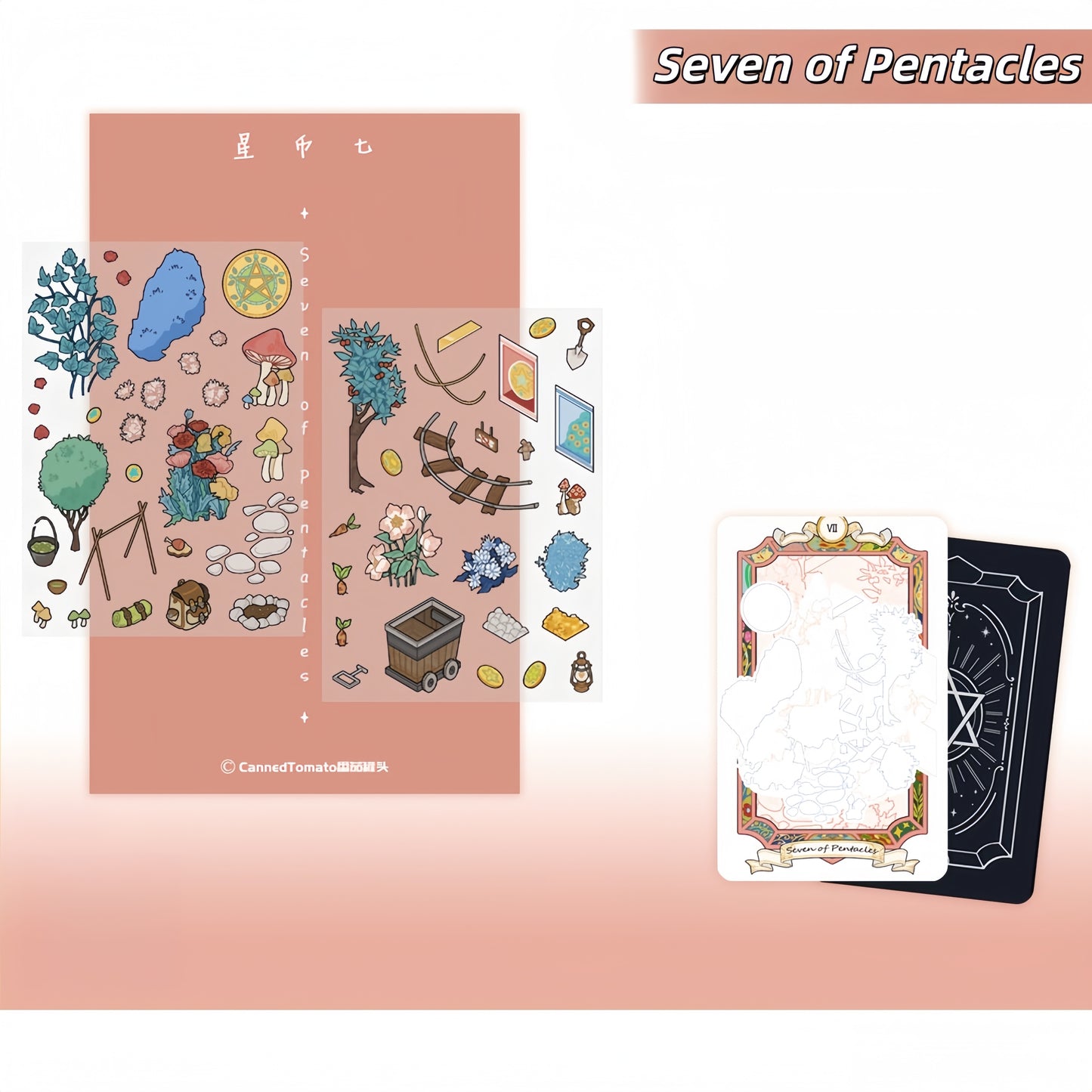 Tarot Cards 3D Sticker | 4 Cute Miniature Scenes