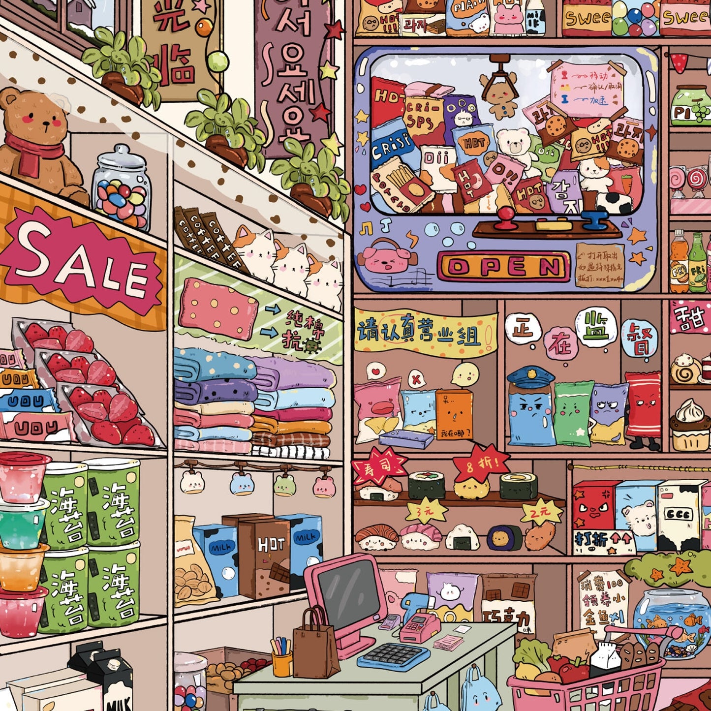 Little Shops 3D Sticker | 2 Cute Miniature Scenes