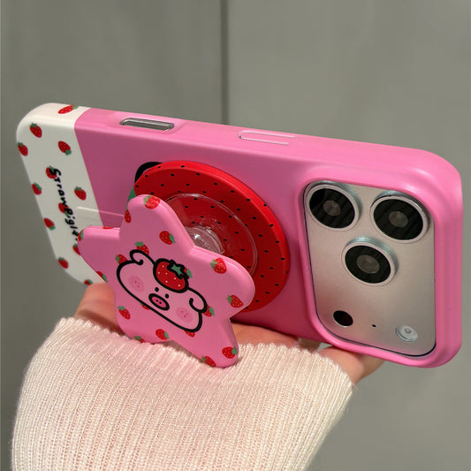 Strawberry Pig Magnetic Stand Acrylic Phone Case