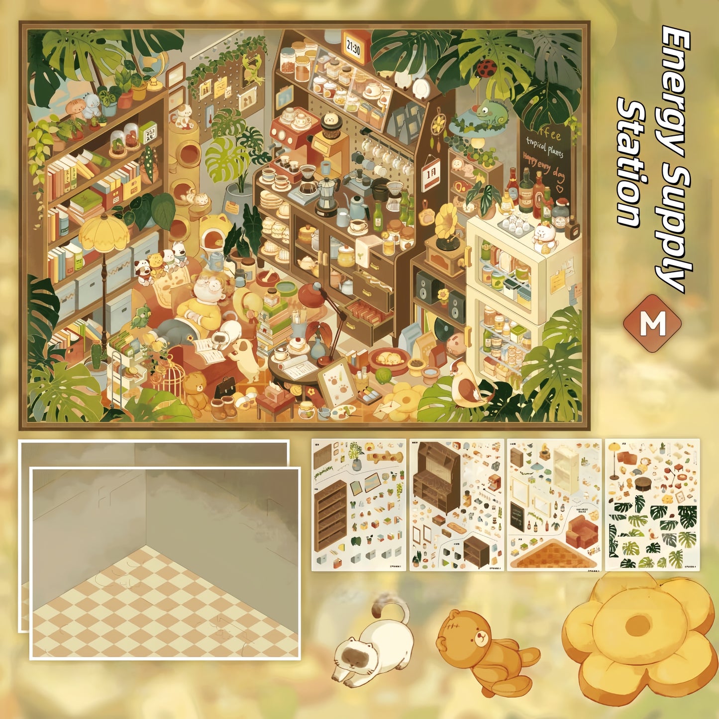 Daily Blessings 3D Sticker | 4 Cute Miniature Scenes