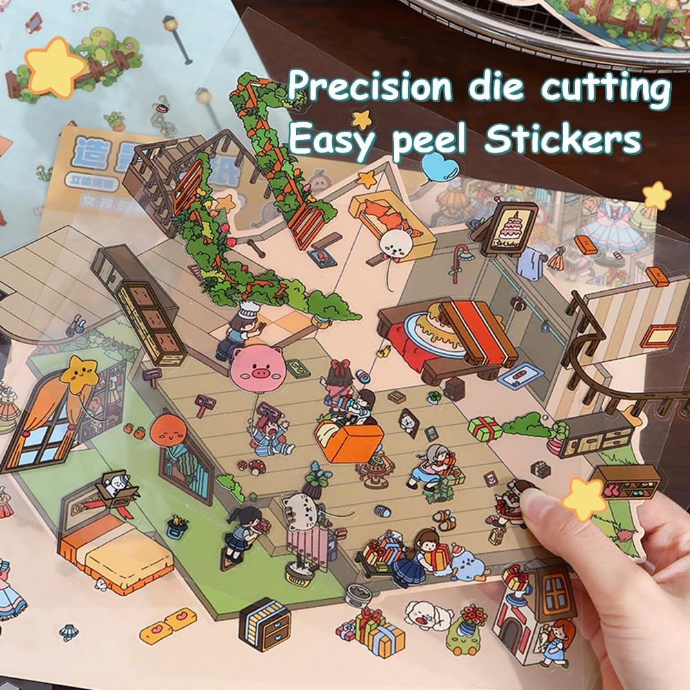 Dream House 3D Sticker | 2 Cute Miniature Scenes