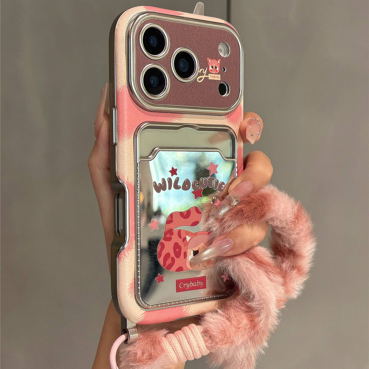 Crying Baby Mirror Card Holder Acrylic Phone Case