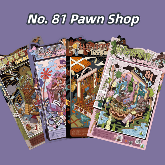 No. 81 Pawn Shop 3D Sticker | 4 Cute Miniature Scenes