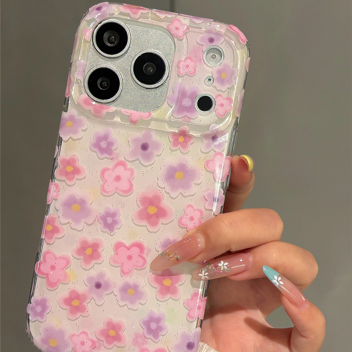 Pink Purple Flowers Acrylic Phone Case