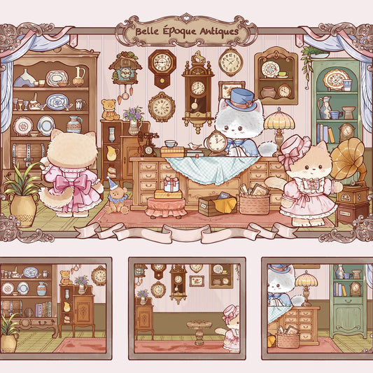Cat’s World 3D Sticker | 4 Cute Miniature Scenes