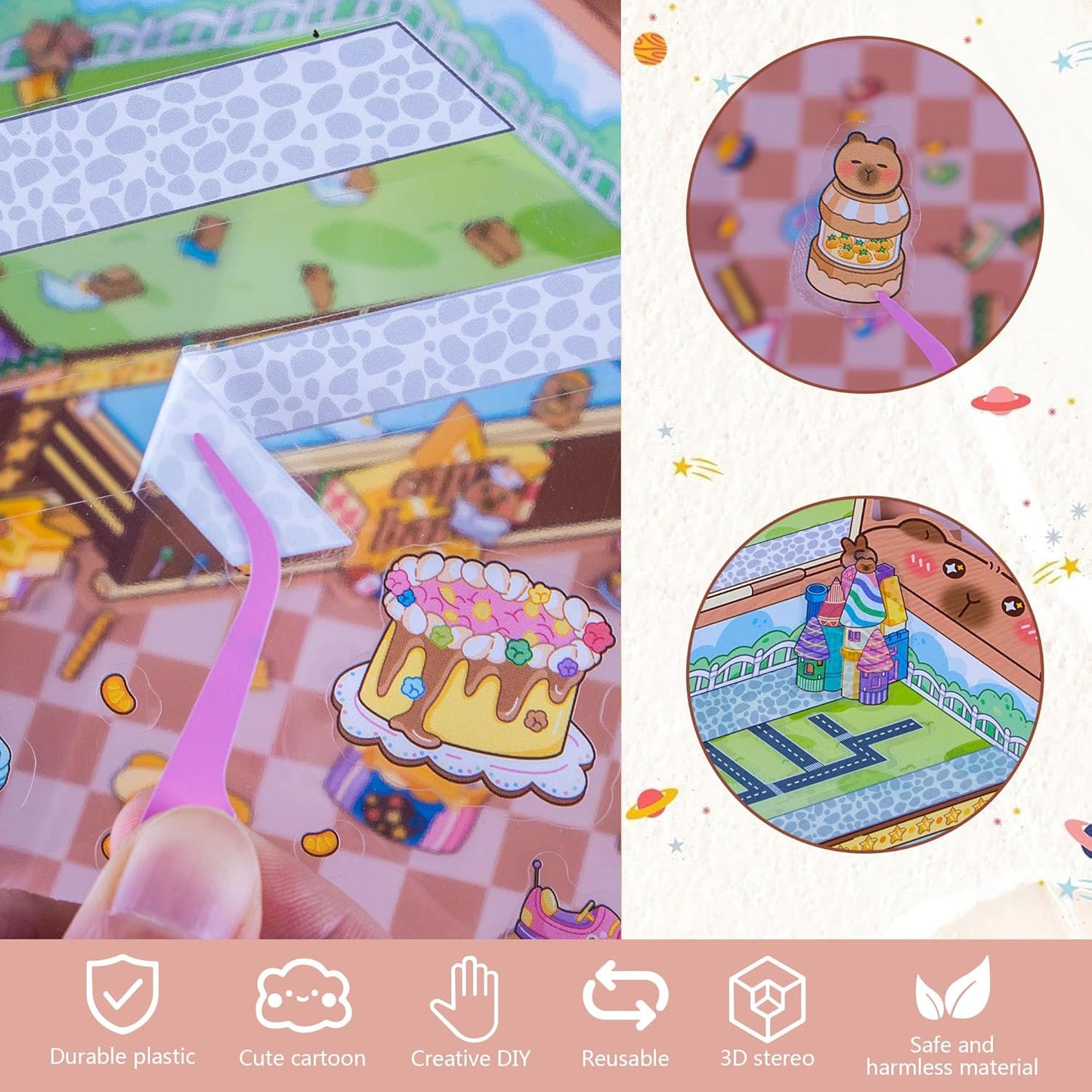 Tiny Animal Wonders 3D Sticker | 3 Cute Miniature Scenes