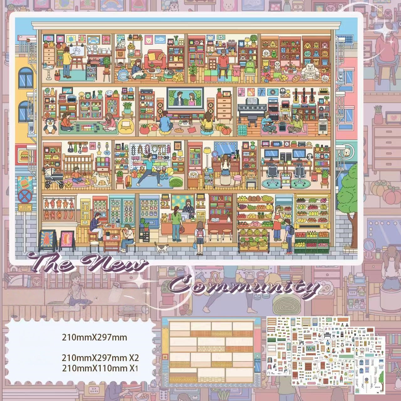 District Diaries 3D Sticker | 4 Cute Miniature Scenes
