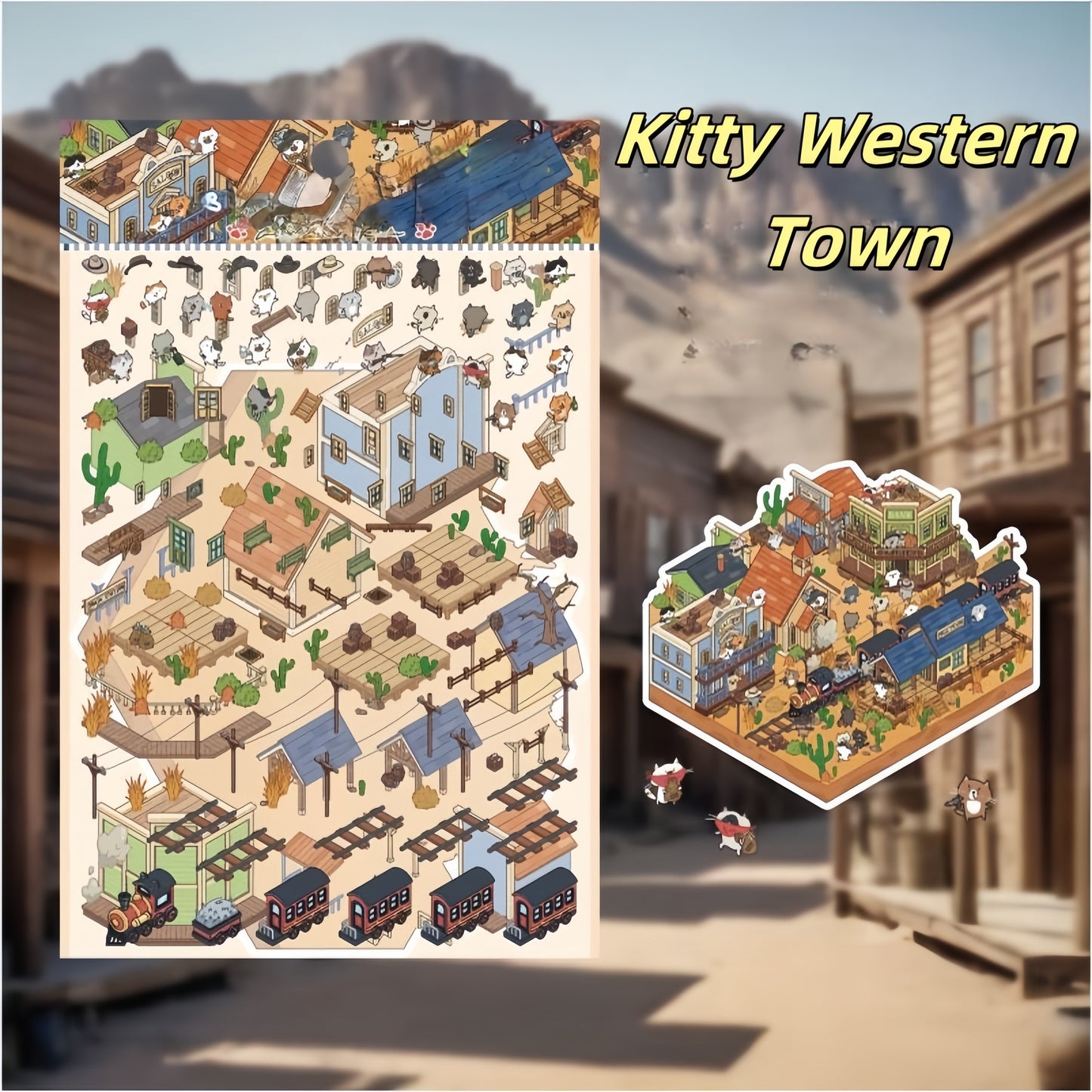 Kitty Town Adventures 3D Sticker | 4 Cute Miniature Sticker