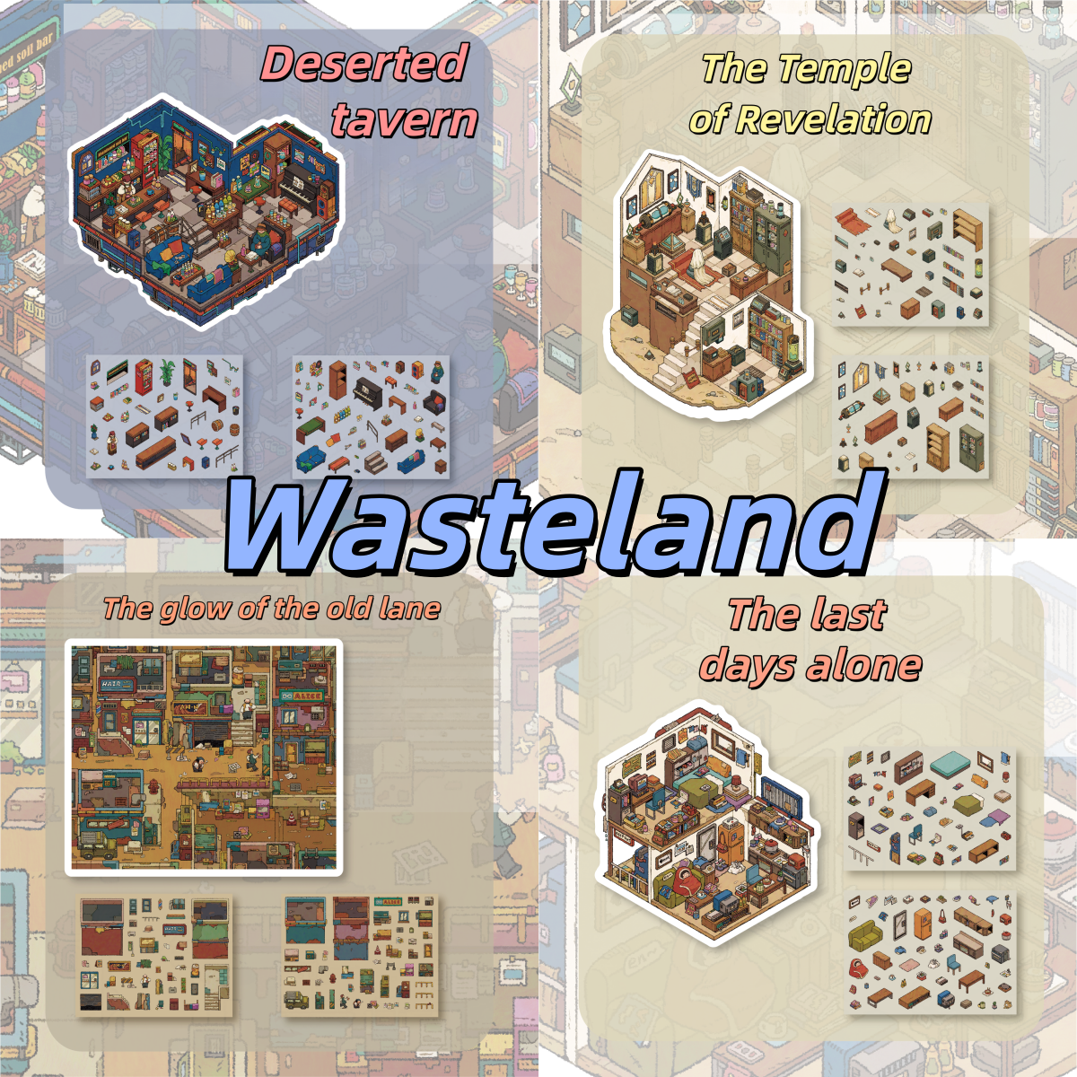 Wasteland 3D Sticker | 4 Cute Miniature Scenes