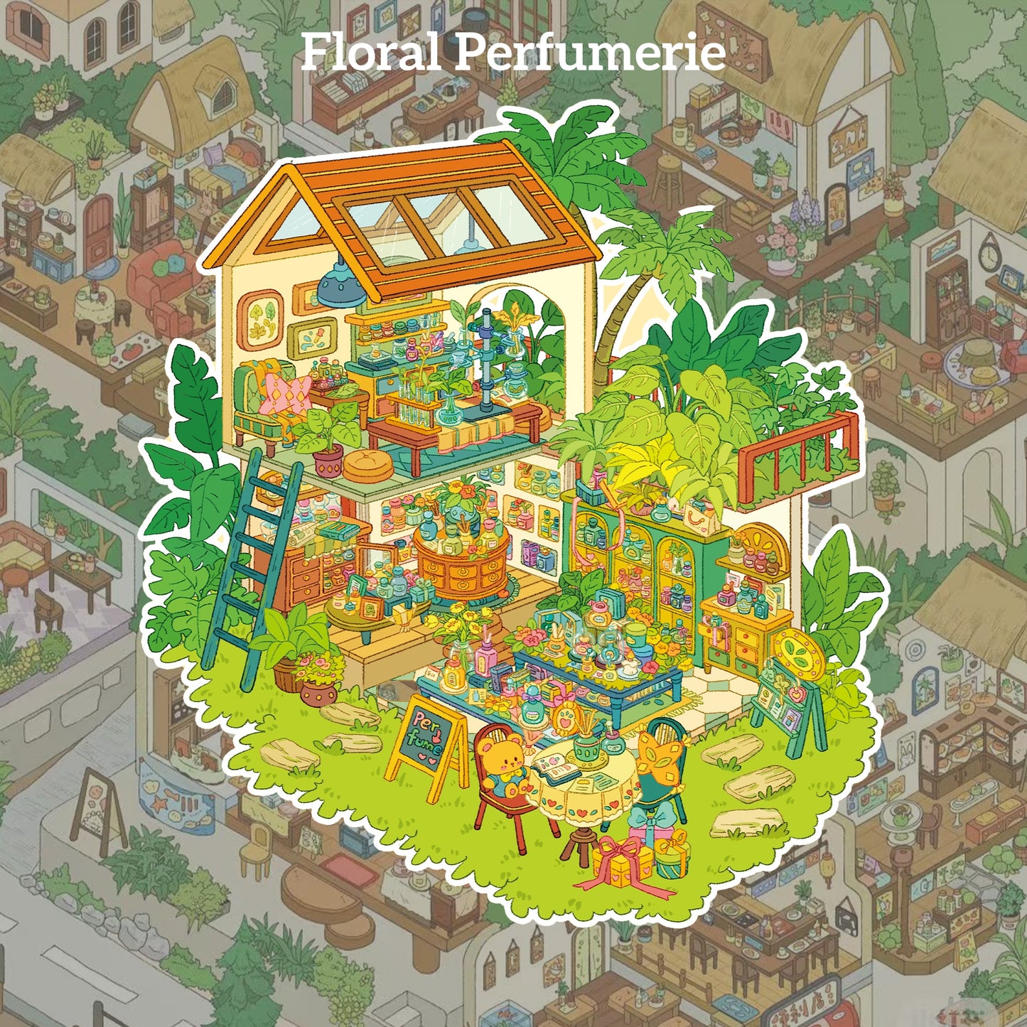 Life in Town 3D Sticker | 4 Cute Miniature Scenes