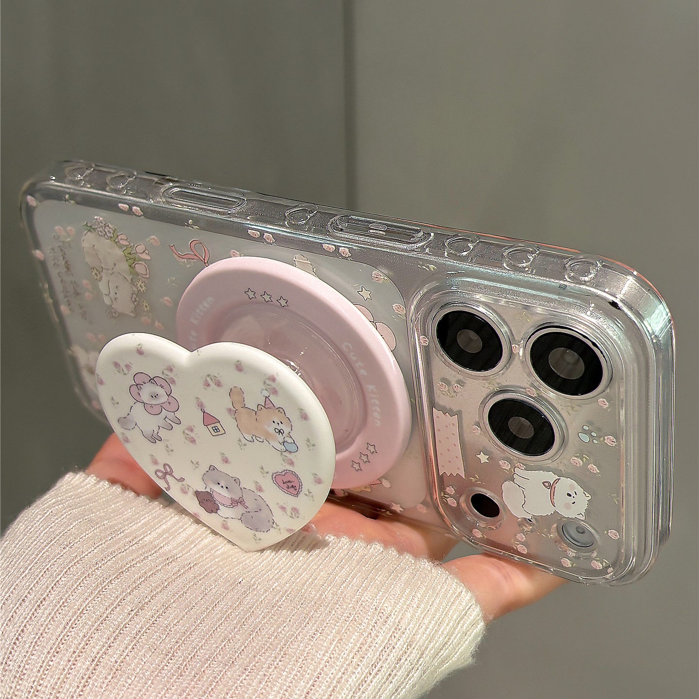 Flower Cat Magnetic Stand Acrylic Phone Case