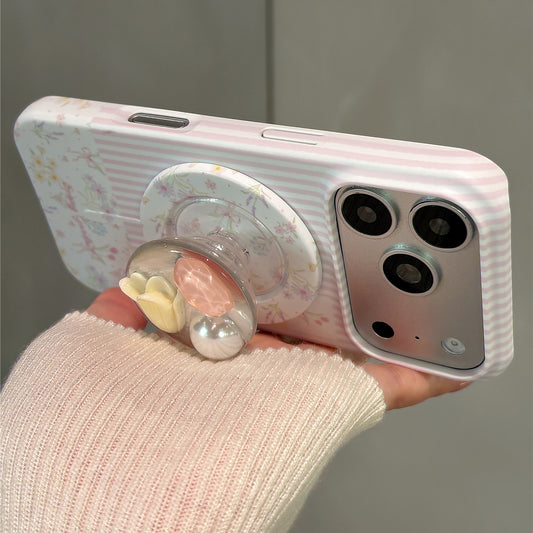 Pearl Flower Magnetic Stand Film Phone Case