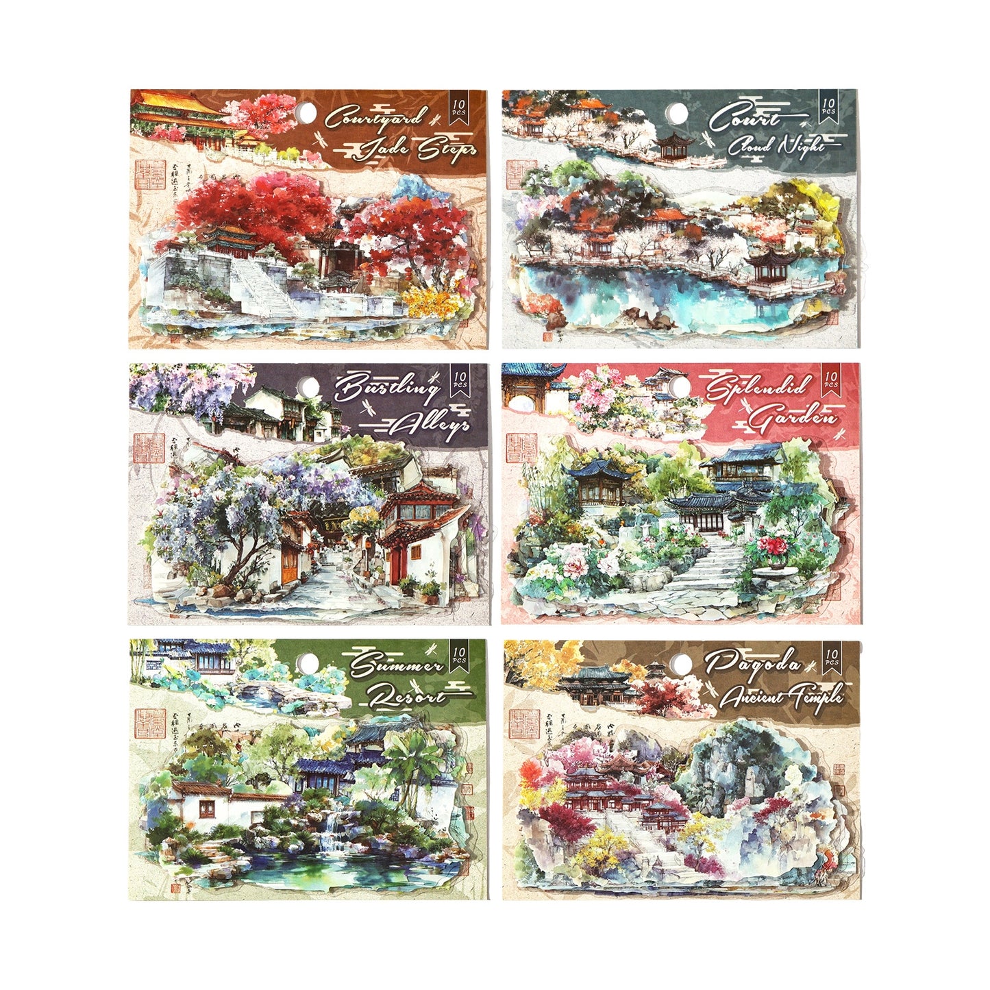 Cloud Court 3D Sticker | 6 Cute Miniature Scenes