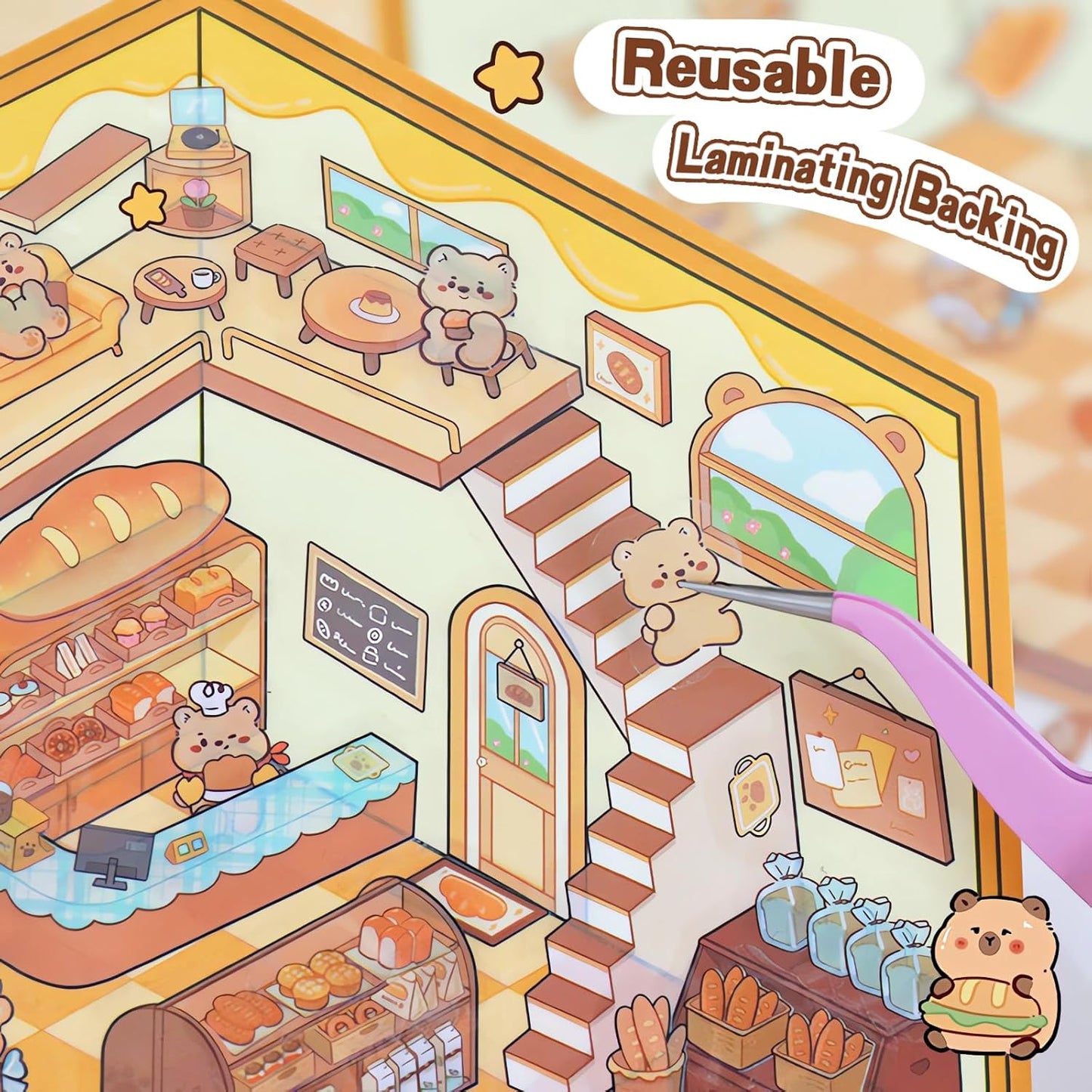 Tiny Animal Wonders 3D Sticker | 4 Cute Miniature Scenes