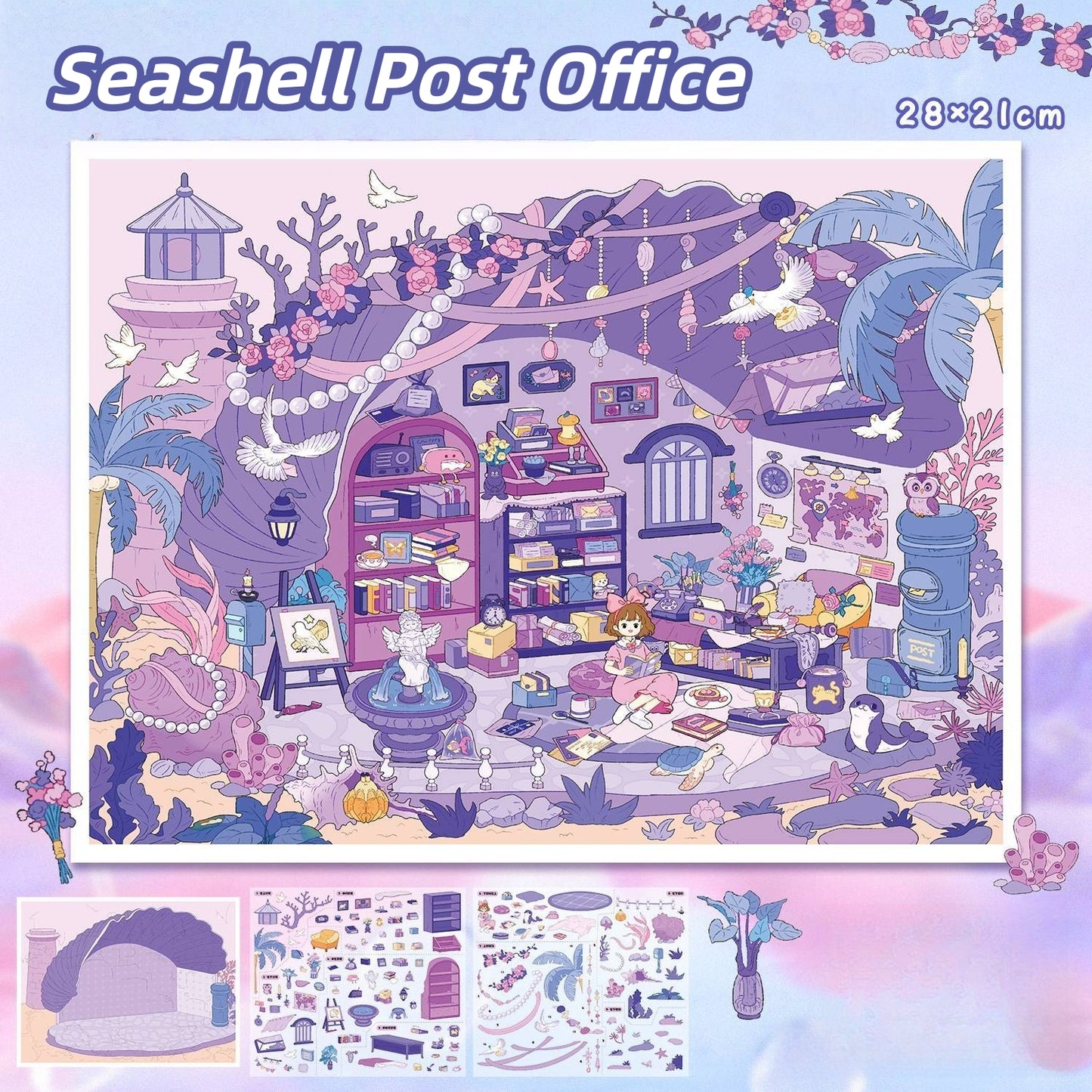 Four Season House 3D Sticker | 4 Cute Miniature Scenes