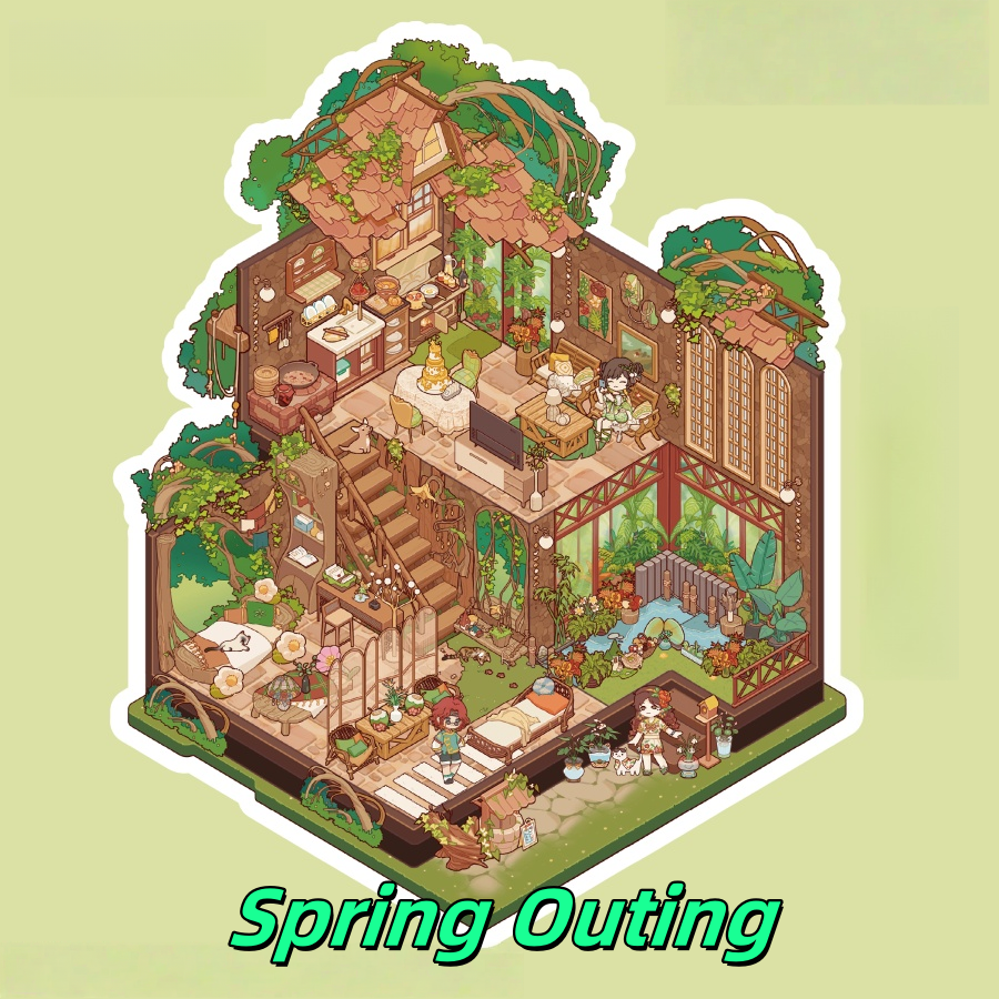 Dream House 3D Sticker | 4 Cute Miniature Scenes