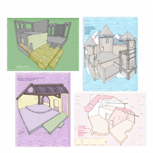 Sunward Growth 3D Sticker | 4 Cute Miniature Scenes