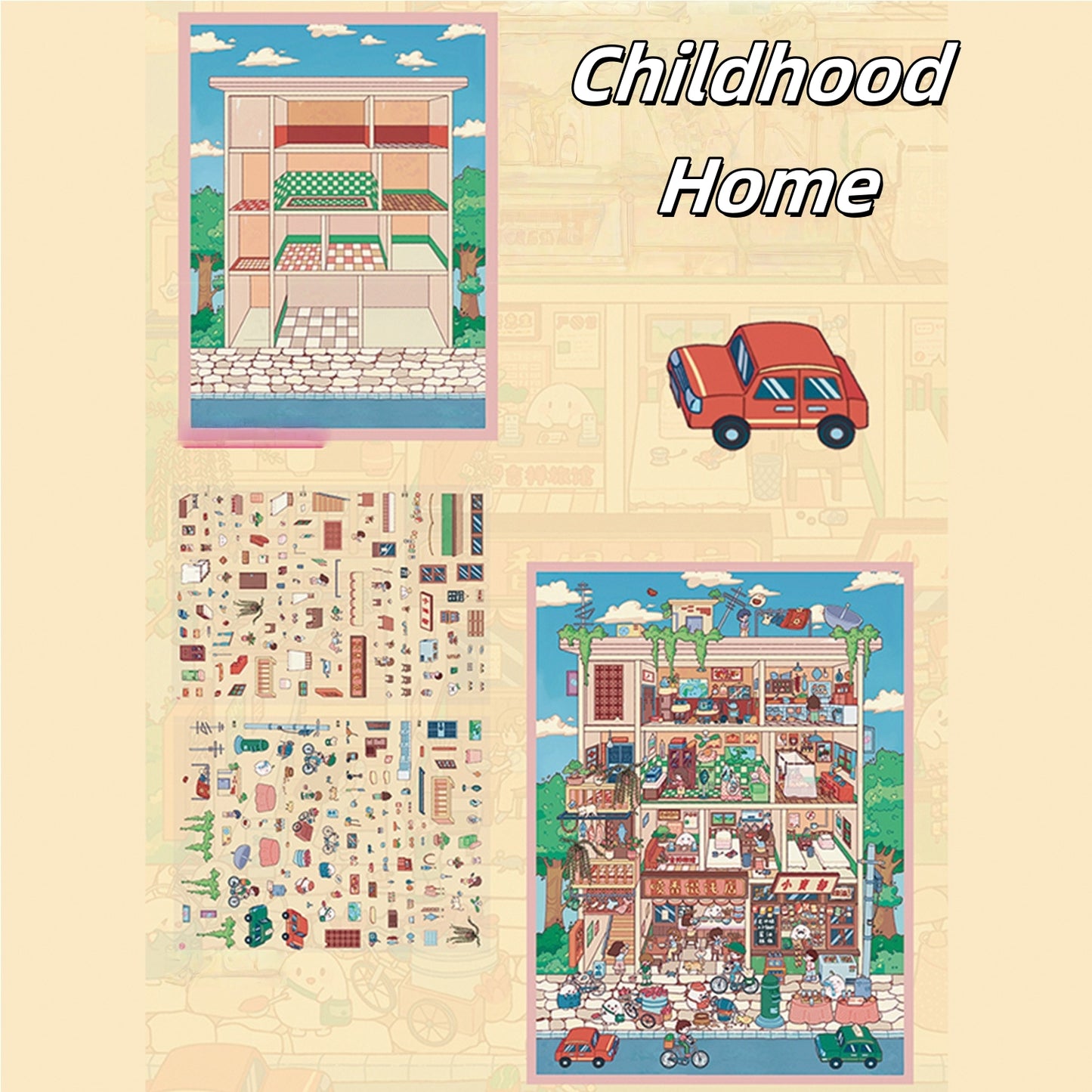 Towers of Time 3D Stickers | 2 Cute Miniature Scenes