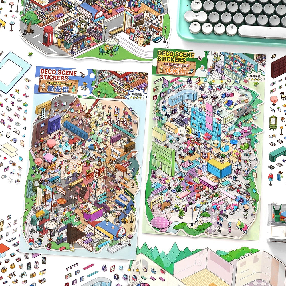 Streetscape 3D Sticker | 2 Cute Miniature Scenes