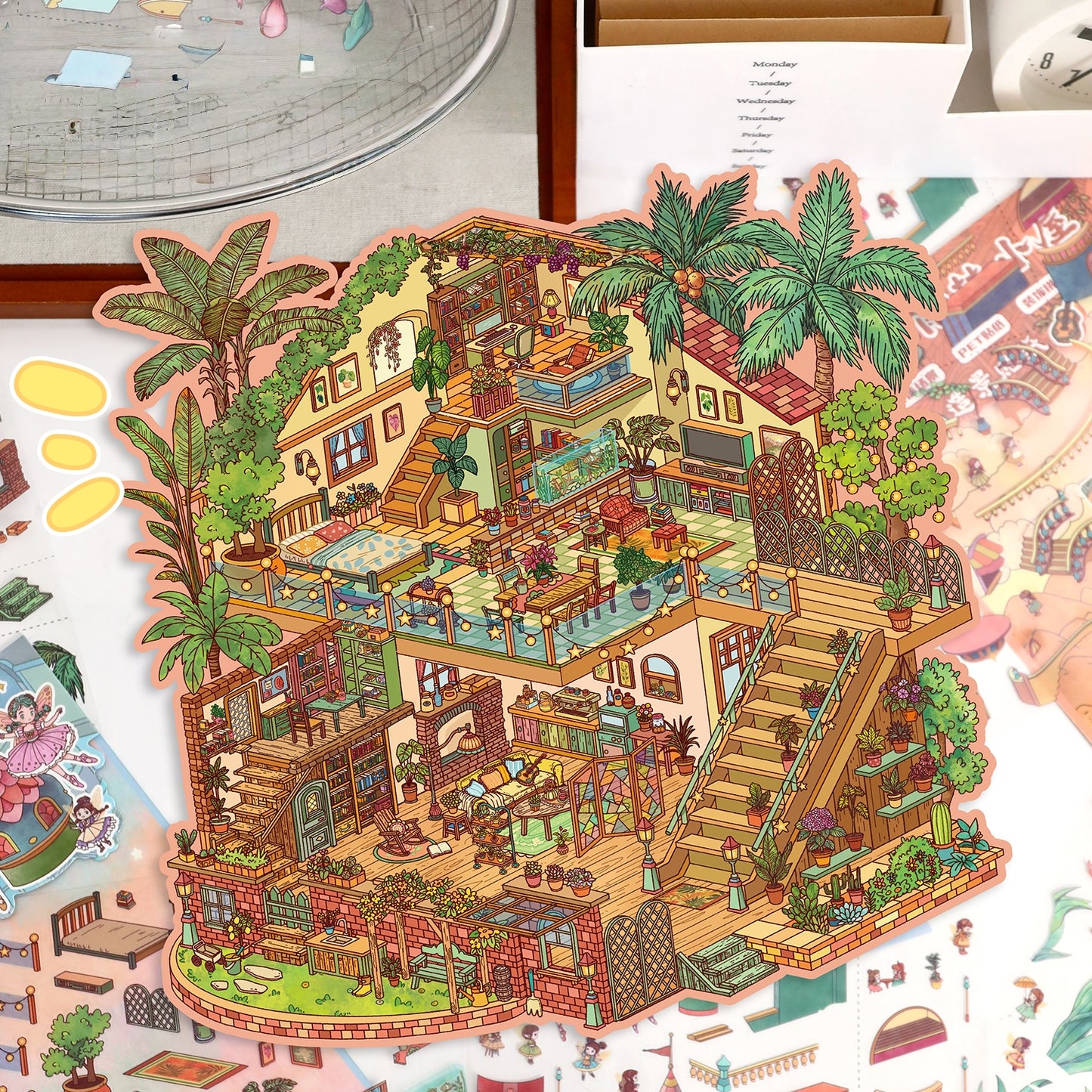 Dream House 3D Sticker | 2 Cute Miniature Scenes
