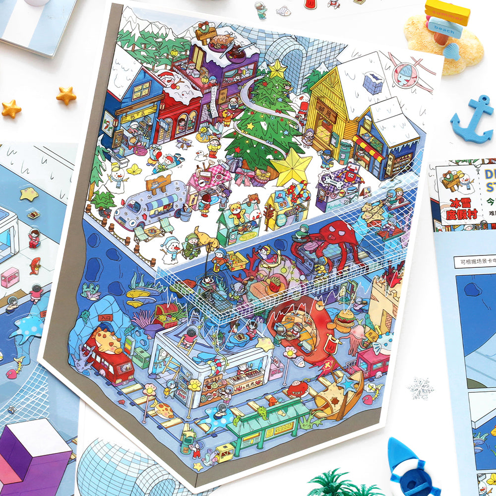 Resort Series 3D Sticker | 2 Cute Miniature Scenes